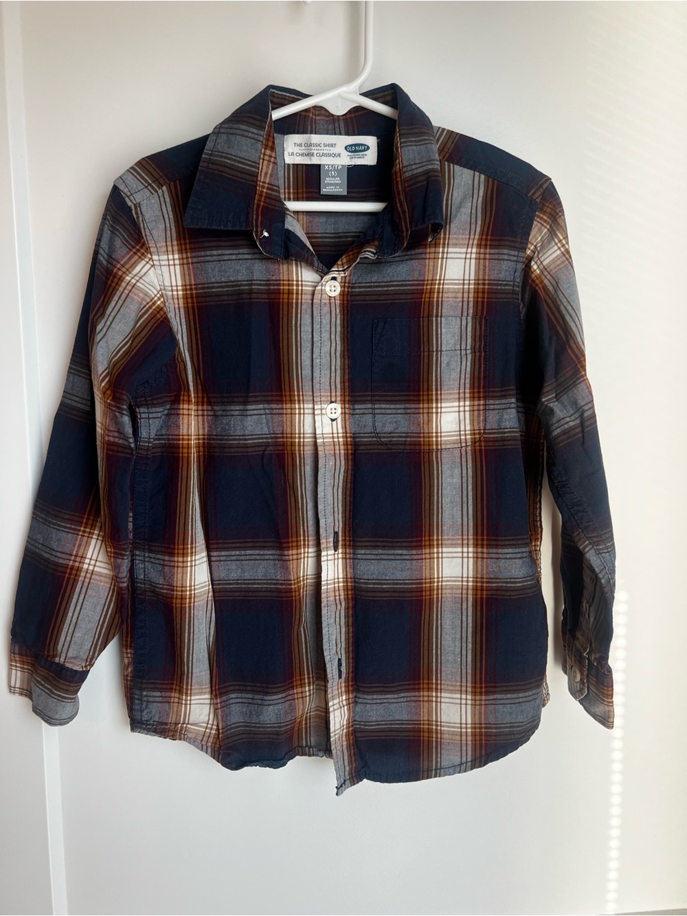 Kids Old Navy Plaid Button-Up Shirt - Navy & Brown